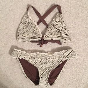 Lucky Brand crochet two piece bathing suit